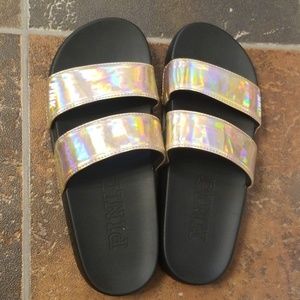 Pink rose gold slides